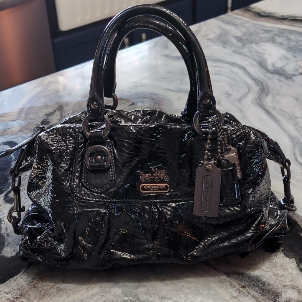 Coach Glossy Black Satchel